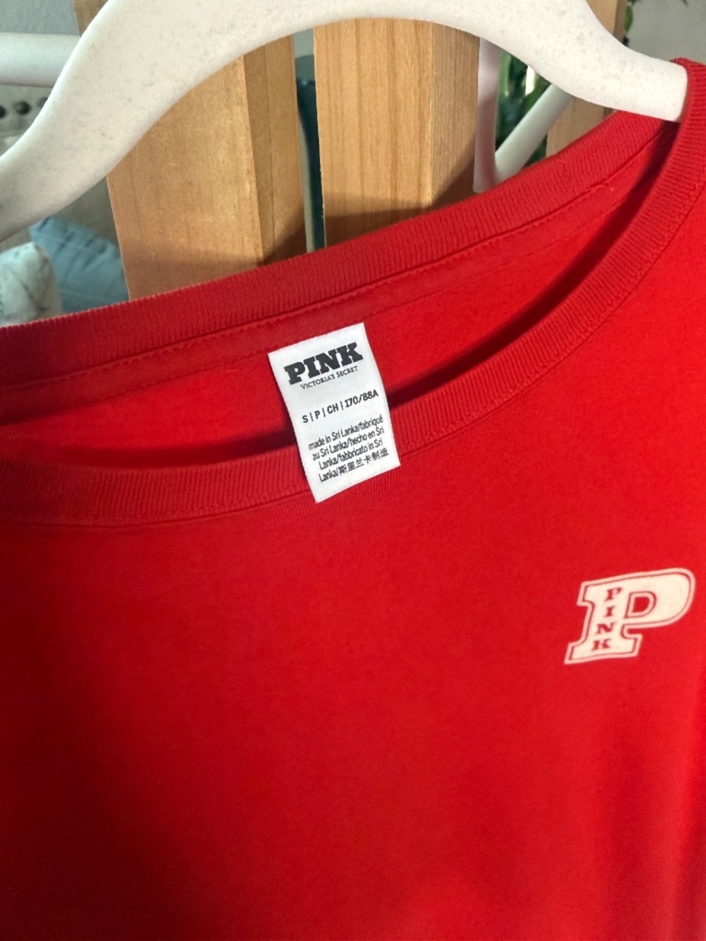 PINK Victoria's Secret Red Varsity Tee | Graphic Logo T-Shirt | Size Small